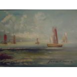 SIGNED OIL ON CANVAS OF SAIL BOATS (90 X 50)CM