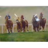 BRIAN HALTON SIGNED PRINT OF PAUL EDDERY AND CADEAUX GENERAUX WINNING THE 1989 JULY CUP ALSO SIGNED