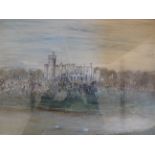 J G BOXALL? WATERCOLOUR OF CASTLE (64 X 42)CM