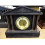 SLATE MANTLE CLOCK CONVERTED TO BATTERY 28CM TALL