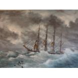 STAN HUGILL OIL ON CANVAS OF SHIP AT SEA