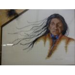 2 NATIVE AMERICAN EMBROIDED PICTURES (51 X 45)CM