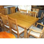 SHERRY LEGACY 9701 SOLID OAK DRAW LEAF TABLE & 6 CHAIRS ( INC 2 CARVERS )134 X 90 CM CLOSED EACH