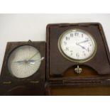 VINTAGE TRAVEL CLOCK AND COMPASS