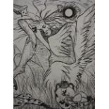 LINDA SUTTON ETCHING LEDA AND THE SWAN ARTISTS PROOF PICTURE SIZE IS (44 X 58)CM