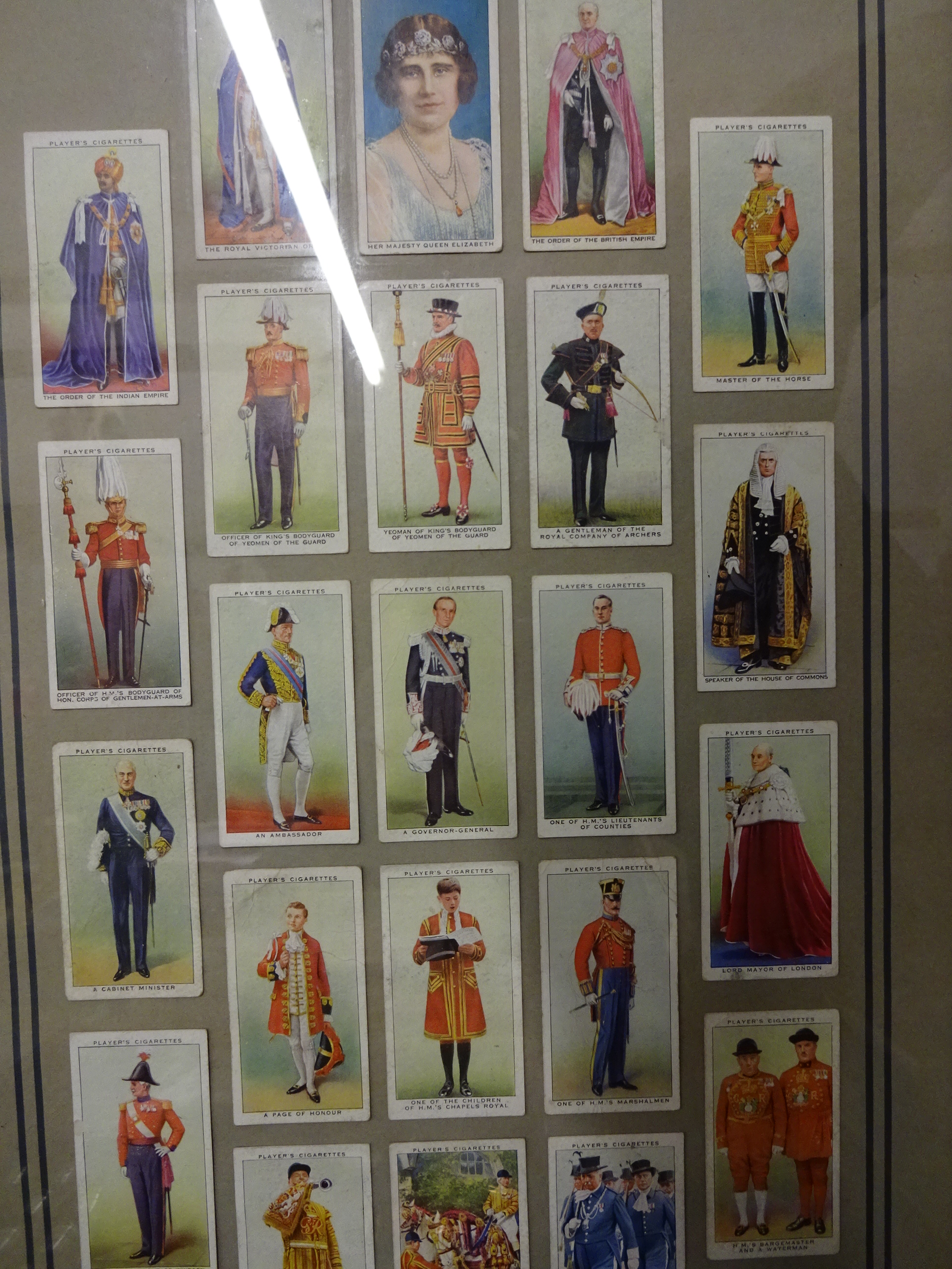 2 MOUNTED SETS OF PLAYERS CIGARETTE CARDS MILITARIA AND VINTAGE CARS