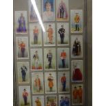 2 MOUNTED SETS OF PLAYERS CIGARETTE CARDS MILITARIA AND VINTAGE CARS