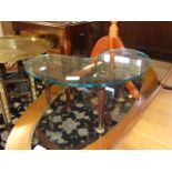 RETRO KIDNEY SHAPED GLASS TABLE 9 inches tall