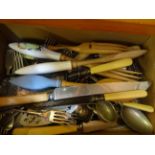 2 BOXES OF MOSTLY PLATED CUTLERY