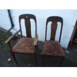 ANTIQUE SWEEDISH OAK CHAIRS WITH CARVED APPLE DESIGN TO BACK ( 6 CHAIRS & 2 CARVERS )
