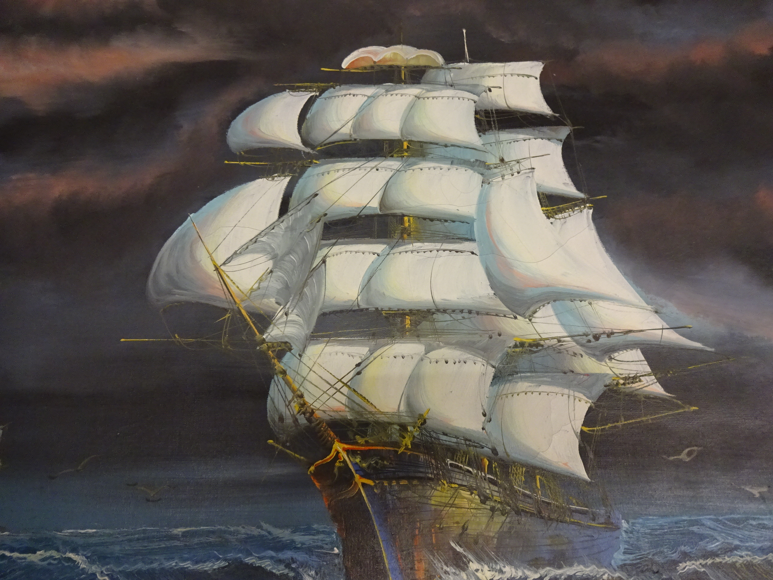 FULTONE? OIL ON CANVAS OF SHIP IN STORMY SEAS SIGNED (110 X 80)CM - Image 4 of 4