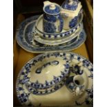 BOX OF BLUE AND WHITE CHINA