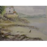 MARGARET McCRAKEN WATERCOLOUR THE BOATHOUSE AT LANGHARNE (55 X 46)CM PLUS PRINT