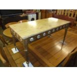MARBLE TOP REGTANGULAR TABLE WITH GILDED BASE