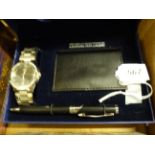 BELLA AND ROSE GENTS WATCH CARDHOLDER AND PEN SET
