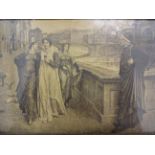 VINTAGE PRINT OF STREET SCENE (34 X 26)CM