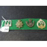 MILITARY CAP BADGES INCL ROYAL INNISKILLING FUSILIERS (SLIDER), EAST SURREY REGIMENT QVC (LUGS),