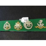 MILITARY CAP BADGES INCL EAST LANCASHIRE REGIMENT (SLIDER), EAST SURREY REGIMENT (SLIDER),