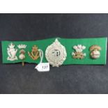 MILITARY CAP BADGES INCL ROYAL IRISH RIFLES (SLIDER), ROYAL IRISH FUSILIERS (SLIDER AND LUGS),