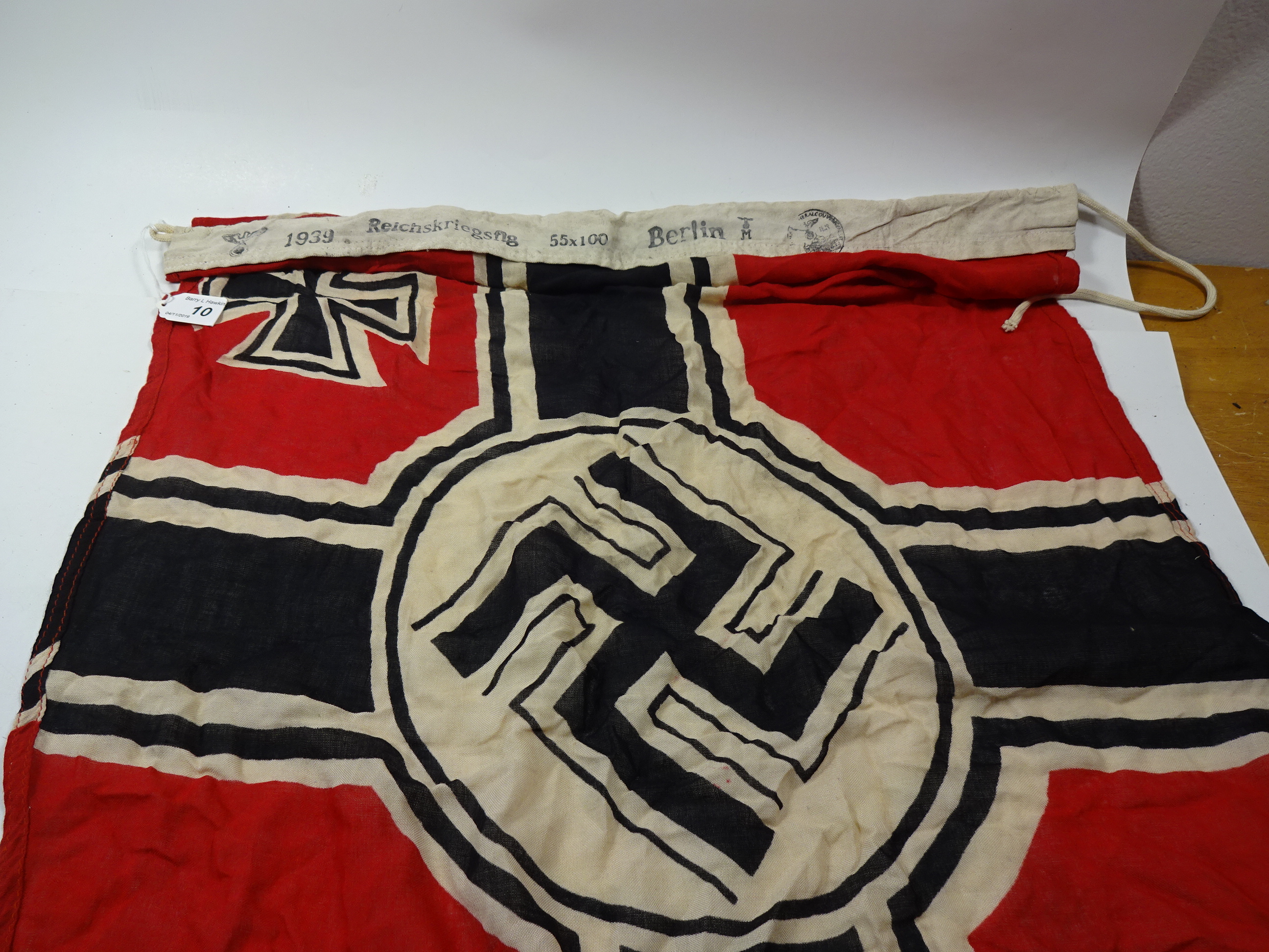 WW2 GERMAN REICHSKRIEGS FLAG STAMPED 1939