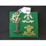 MILITARY CAP BADGES INCL 8TH KINGS ROYAL IRISH HUSSARS (SLIDER), 9TH LANCERS (LUGS),