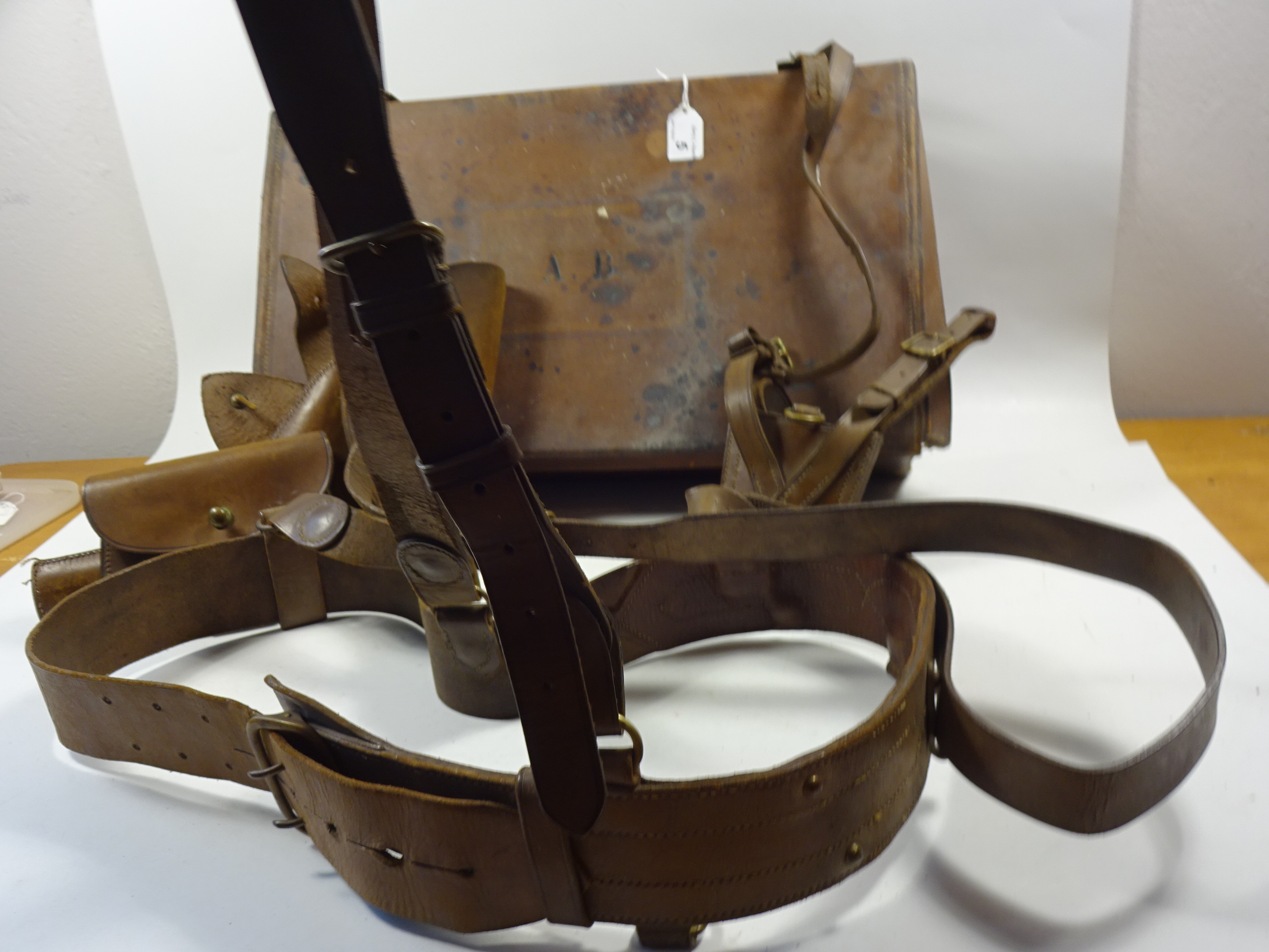 MILITARY SAM BROWNE BELT WITH PISTOL HOLSTER, - Image 4 of 6