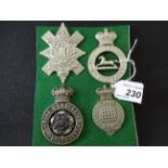 MILITARY CAP BADGES INCL 9TH VOLUNTEER BATTALION HIGHLAND LIGHT INFANTRY GLASGOW HIGHLANDERS (LUGS),