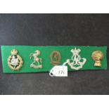 MILITARY CAP BADGES INCL QUEENS OWN WORCESTERSHIRE HUSSARS (LUGS), WEST KENT YEOMANRY (SLIDER),