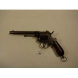 A GOOD LEFAUCHEUX LARGE MILITARY REVOLVER CALIBRE 11MM, PLAIN WALNUT GRIP, SINGLE ACTION,