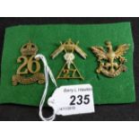 MILITARY CAP BADGES INCL 26TH HUSSARS (SLIDER),