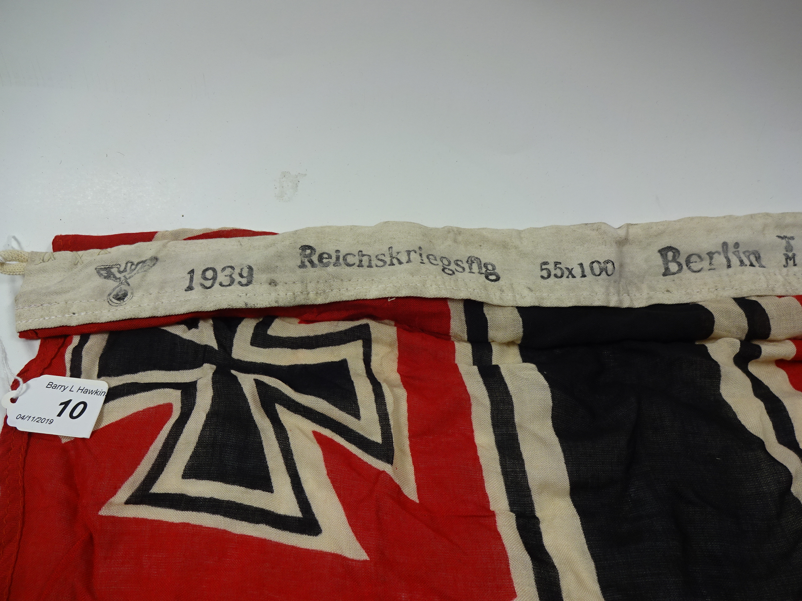 WW2 GERMAN REICHSKRIEGS FLAG STAMPED 1939 - Image 2 of 6