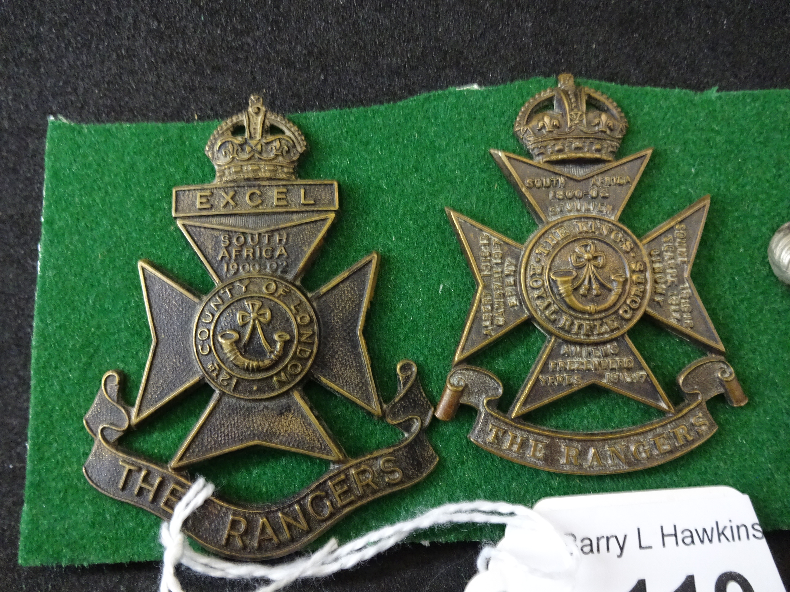 MILITARY CAP BADGES INCL 12TH LONDON BATTALION THE RANGERS (EXCEL) (LUGS), - Image 2 of 3