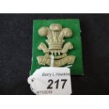 MILITARY CAP BADGE- 1ST VOLUNTEER BATTALION THE WELSH (LUGS) (1)