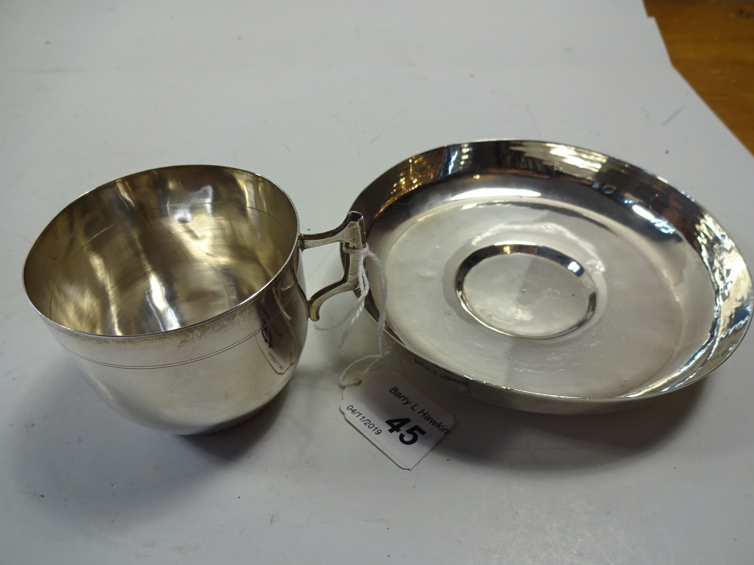 SILVER PLATED CUP AND SAUCER - Image 2 of 2