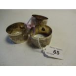 3 INDIAN SILVER NAPKIN RINGS,