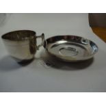 SILVER PLATED CUP AND SAUCER