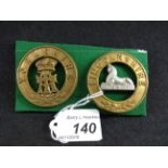 MILITARY HELMET PLATE CENTRES INCL YORKSHIRE REGIMENT (LUGS) AND LINCOLNSHIRE REGIMENT (LUGS) (2)