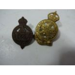 2 CANADIAN MILITARY CAP BADGES,