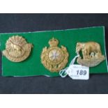 MILITARY CAP BADGES INCL AUSTRALIAN SQDR (LUGS),