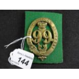 MILITARY HELMET PLATE CENTRE- DUKE OF EDINBURGH'S 99TH FOOT REGIMENT QVC (LUGS) (1)