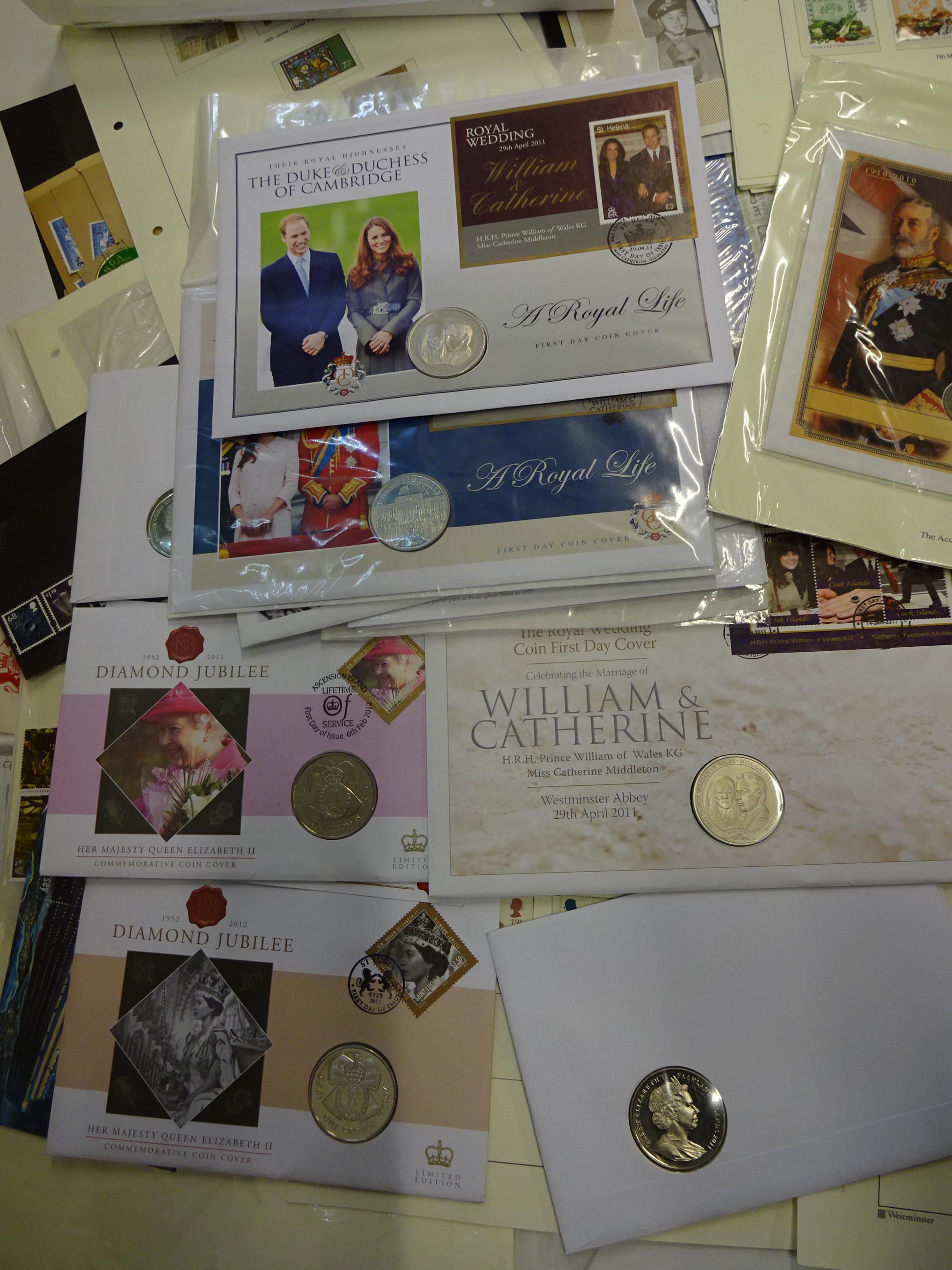 COLLECTION OF STAMPS COINS 1ST DAY COVERS INCLUDING MILITARY ROYALTY FIFA ETC. SOME UNCIRCULATED. - Image 5 of 6