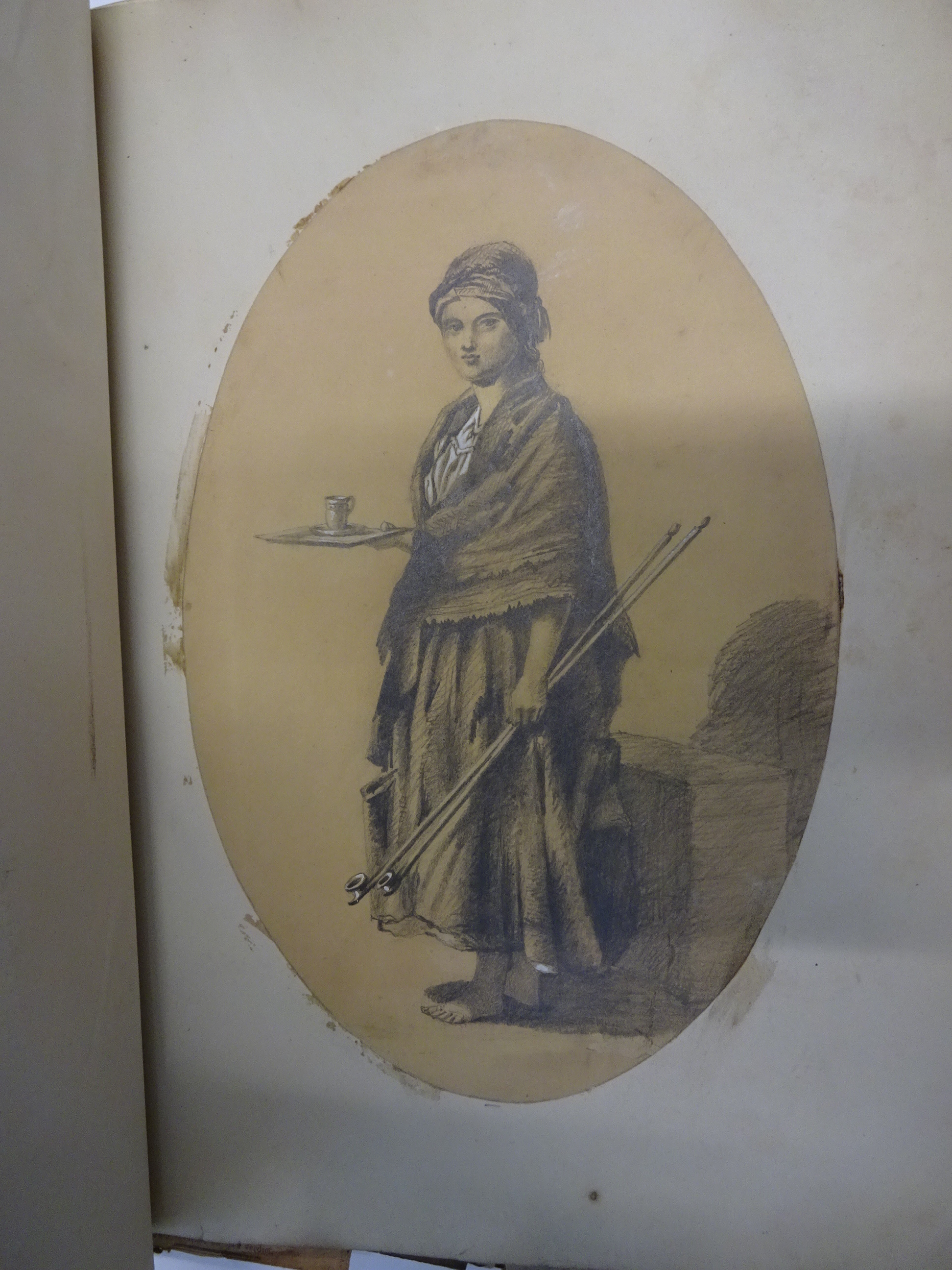 SCRAPBOOK OF VINTAGE PRINTS ENGRAVINGS ETC PLUS SOME ORIGINAL SKETCHES AND HAND COLOURINGS - Image 6 of 9