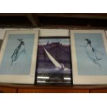 A R CHATER (FALKLANDS ARTIST) PAIR OF SIGNED LIMITED PRINTS 75/500 OF SWIMMING PENGUINS (50 X 70)CM