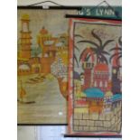 2 EASTERN THEMED CLOTH WALL HANGINGS (42 X 82)CM