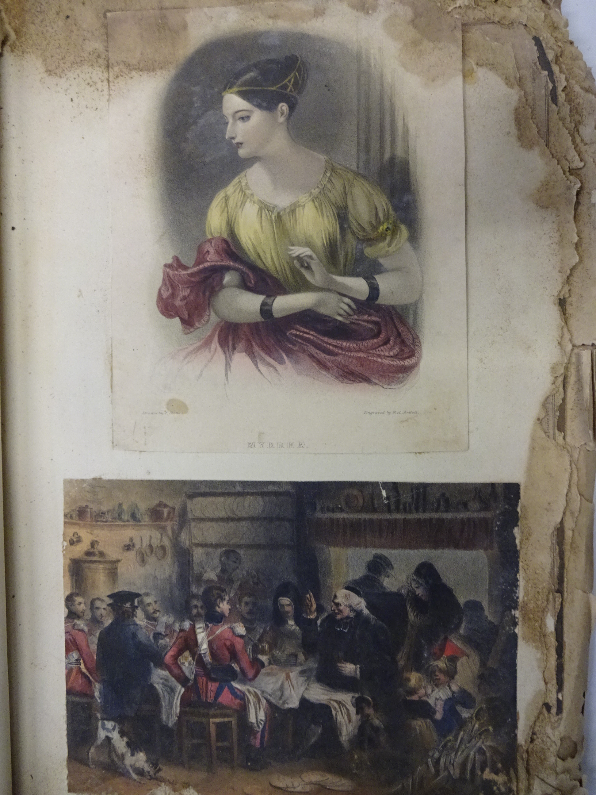 SCRAPBOOK OF VINTAGE PRINTS ENGRAVINGS ETC PLUS SOME ORIGINAL SKETCHES AND HAND COLOURINGS - Image 2 of 9