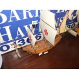 WOODEN MODEL GALLEON " PINTA " approx 19 inches overall length