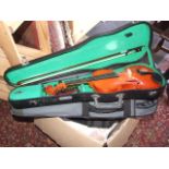 CHINESE VIOLIN & BOW WITH HARD & SOFT CASES