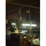 VINTAGE 5 & 3 BRANCH BRASS CEILING LIGHTS & 2 PAIRS BRASS WALL LIGHTS