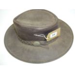 DARK BROWN LEATHER OUTBACK HAT