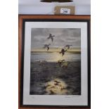 1 X JULIAN NOVAROL FRAMED PRINT OF FLIGHTING DUCKS